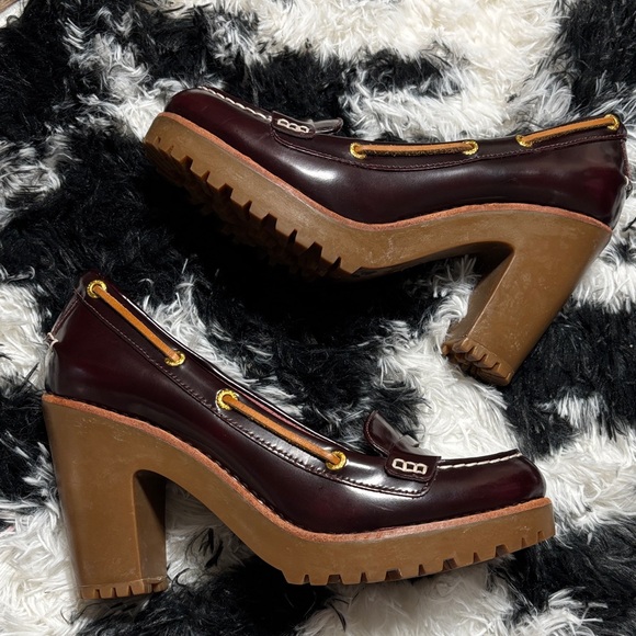 Sperry Top-Sider Women's Burgundy Patent Leather Wedge Loafers Sz 7.5M - Picture 6 of 8